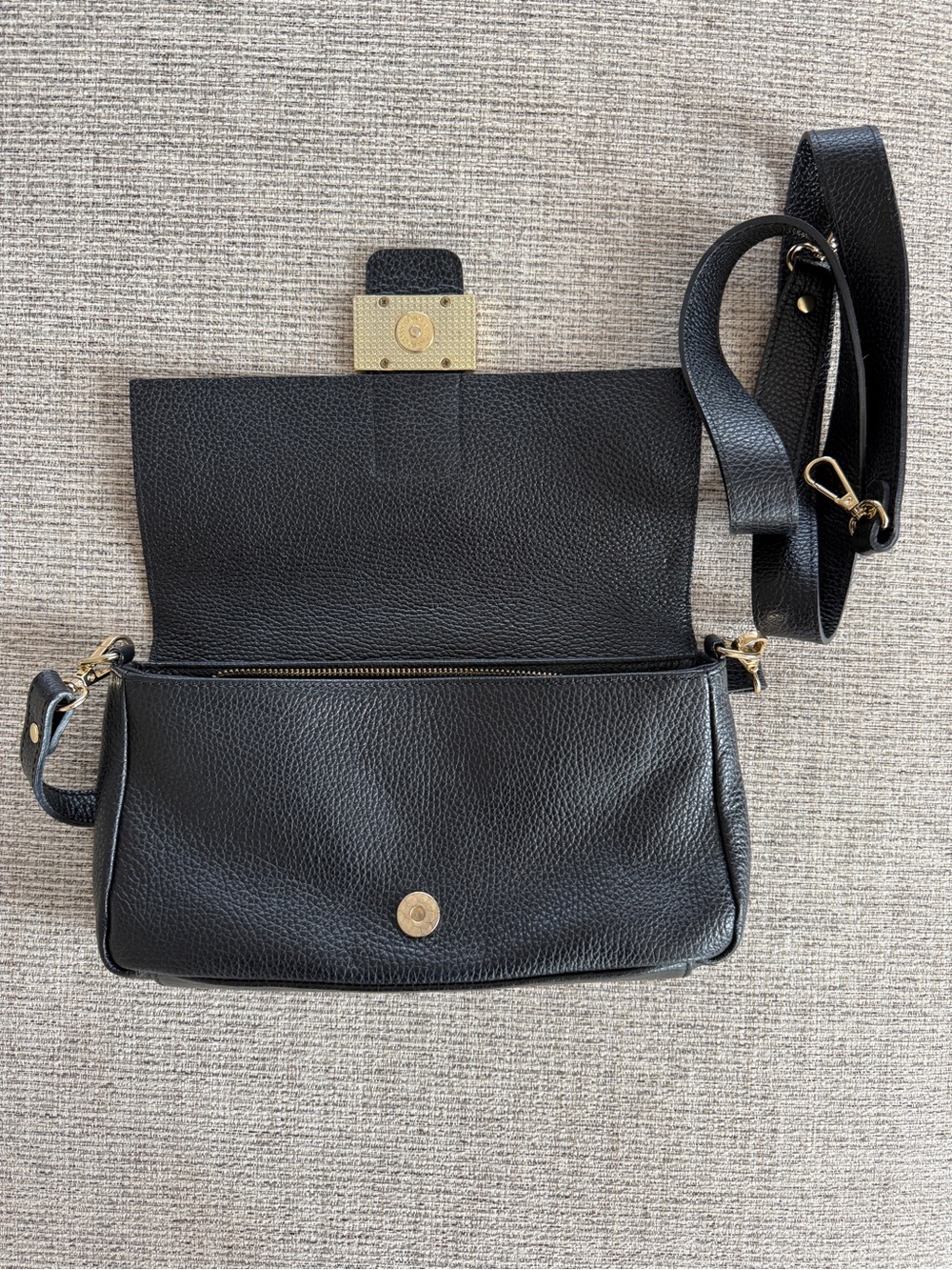 Divina Firenzi made in Italy Black Pebbled leather crossbody & shoulder bag - Picture 5 of 6